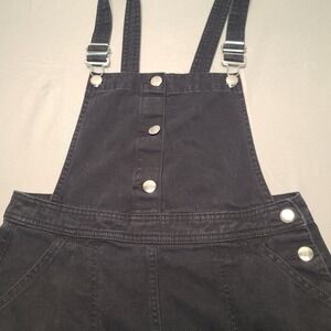 H&M Divided Pinafore Dress Womens 12 Black Denim Grunge Indie Dark Academia Edgy